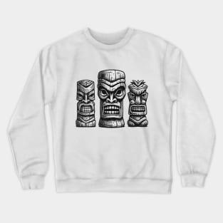 Three Tiki Statues - Freaky Tiki Time Crewneck Sweatshirt